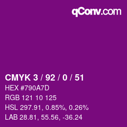 カラーコード: CMYK 3 / 92 / 0 / 51 | qconv.com