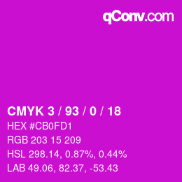 カラーコード: CMYK 3 / 93 / 0 / 18 | qconv.com