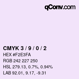 カラーコード: CMYK 3 / 9 / 0 / 2 | qconv.com
