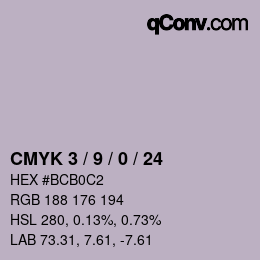 カラーコード: CMYK 3 / 9 / 0 / 24 | qconv.com