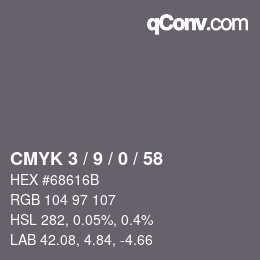 Código de color: CMYK 3 / 9 / 0 / 58 | qconv.com