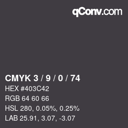 Color code: CMYK 3 / 9 / 0 / 74 | qconv.com