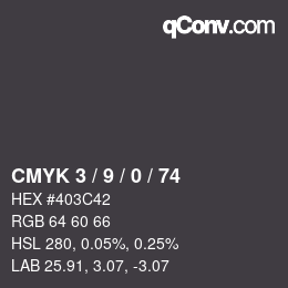 Color code: CMYK 3 / 9 / 0 / 74 | qconv.com