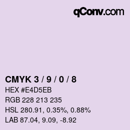 Color code: CMYK 3 / 9 / 0 / 8 | qconv.com