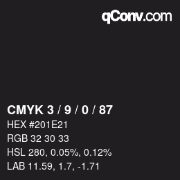 Color code: CMYK 3 / 9 / 0 / 87 | qconv.com