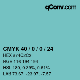 カラーコード: CMYK 40 / 0 / 0 / 24 | qconv.com