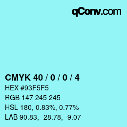 Color code: CMYK 40 / 0 / 0 / 4 | qconv.com