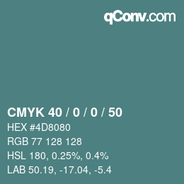 Código de color: CMYK 40 / 0 / 0 / 50 | qconv.com