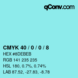 カラーコード: CMYK 40 / 0 / 0 / 8 | qconv.com