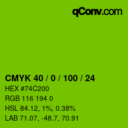 Color code: CMYK 40 / 0 / 100 / 24 | qconv.com