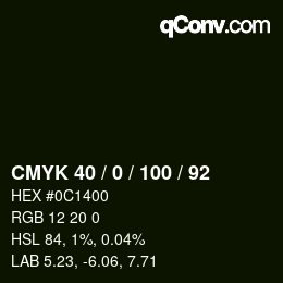 Color code: CMYK 40 / 0 / 100 / 92 | qconv.com