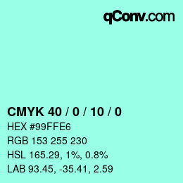 颜色代码: CMYK 40 / 0 / 10 / 0 | qconv.com