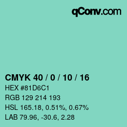 カラーコード: CMYK 40 / 0 / 10 / 16 | qconv.com