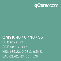 Código de color: CMYK 40 / 0 / 10 / 36 | qconv.com