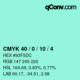 カラーコード: CMYK 40 / 0 / 10 / 4 | qconv.com