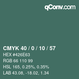 Color code: CMYK 40 / 0 / 10 / 57 | qconv.com