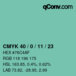 Color code: CMYK 40 / 0 / 11 / 23 | qconv.com