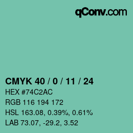 Color code: CMYK 40 / 0 / 11 / 24 | qconv.com