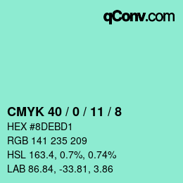 Color code: CMYK 40 / 0 / 11 / 8 | qconv.com
