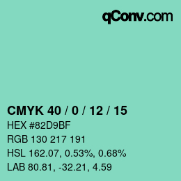Color code: CMYK 40 / 0 / 12 / 15 | qconv.com