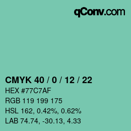 颜色代码: CMYK 40 / 0 / 12 / 22 | qconv.com