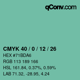 Color code: CMYK 40 / 0 / 12 / 26 | qconv.com