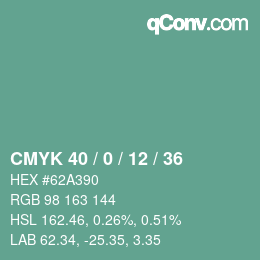 カラーコード: CMYK 40 / 0 / 12 / 36 | qconv.com