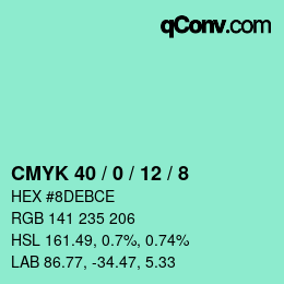 Color code: CMYK 40 / 0 / 12 / 8 | qconv.com