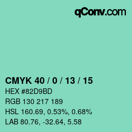 Color code: CMYK 40 / 0 / 13 / 15 | qconv.com