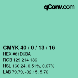 カラーコード: CMYK 40 / 0 / 13 / 16 | qconv.com