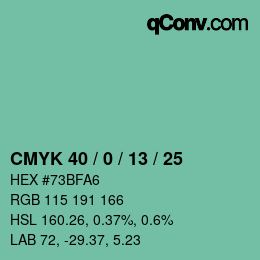 Color code: CMYK 40 / 0 / 13 / 25 | qconv.com