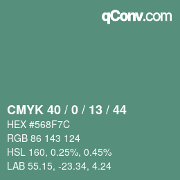Color code: CMYK 40 / 0 / 13 / 44 | qconv.com