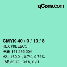 Color code: CMYK 40 / 0 / 13 / 8 | qconv.com