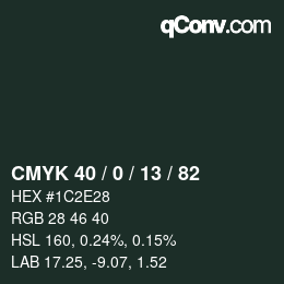 Color code: CMYK 40 / 0 / 13 / 82 | qconv.com
