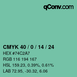 颜色代码: CMYK 40 / 0 / 14 / 24 | qconv.com