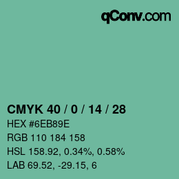 Farbcode: CMYK 40 / 0 / 14 / 28 | qconv.com