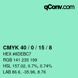 カラーコード: CMYK 40 / 0 / 15 / 8 | qconv.com