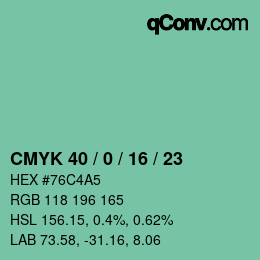 Color code: CMYK 40 / 0 / 16 / 23 | qconv.com