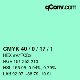 Color code: CMYK 40 / 0 / 17 / 1 | qconv.com