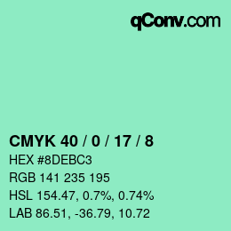 カラーコード: CMYK 40 / 0 / 17 / 8 | qconv.com