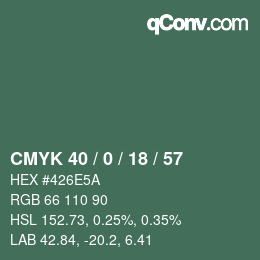 Código de color: CMYK 40 / 0 / 18 / 57 | qconv.com