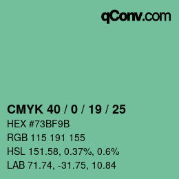 颜色代码: CMYK 40 / 0 / 19 / 25 | qconv.com