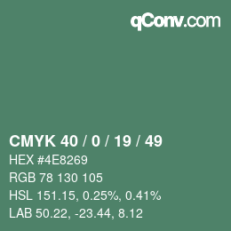 颜色代码: CMYK 40 / 0 / 19 / 49 | qconv.com