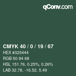 Color code: CMYK 40 / 0 / 19 / 67 | qconv.com