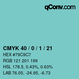 カラーコード: CMYK 40 / 0 / 1 / 21 | qconv.com