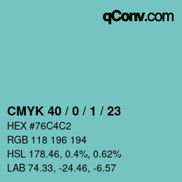 颜色代码: CMYK 40 / 0 / 1 / 23 | qconv.com