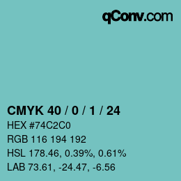 颜色代码: CMYK 40 / 0 / 1 / 24 | qconv.com