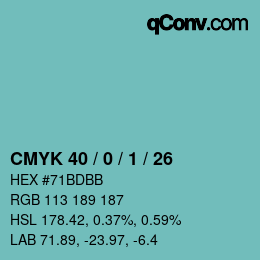 Color code: CMYK 40 / 0 / 1 / 26 | qconv.com