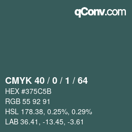カラーコード: CMYK 40 / 0 / 1 / 64 | qconv.com