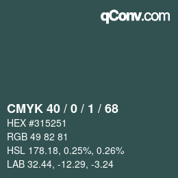 カラーコード: CMYK 40 / 0 / 1 / 68 | qconv.com